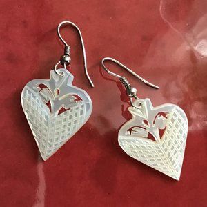 Carved Mother of Pearl Vintage Drop Earrings